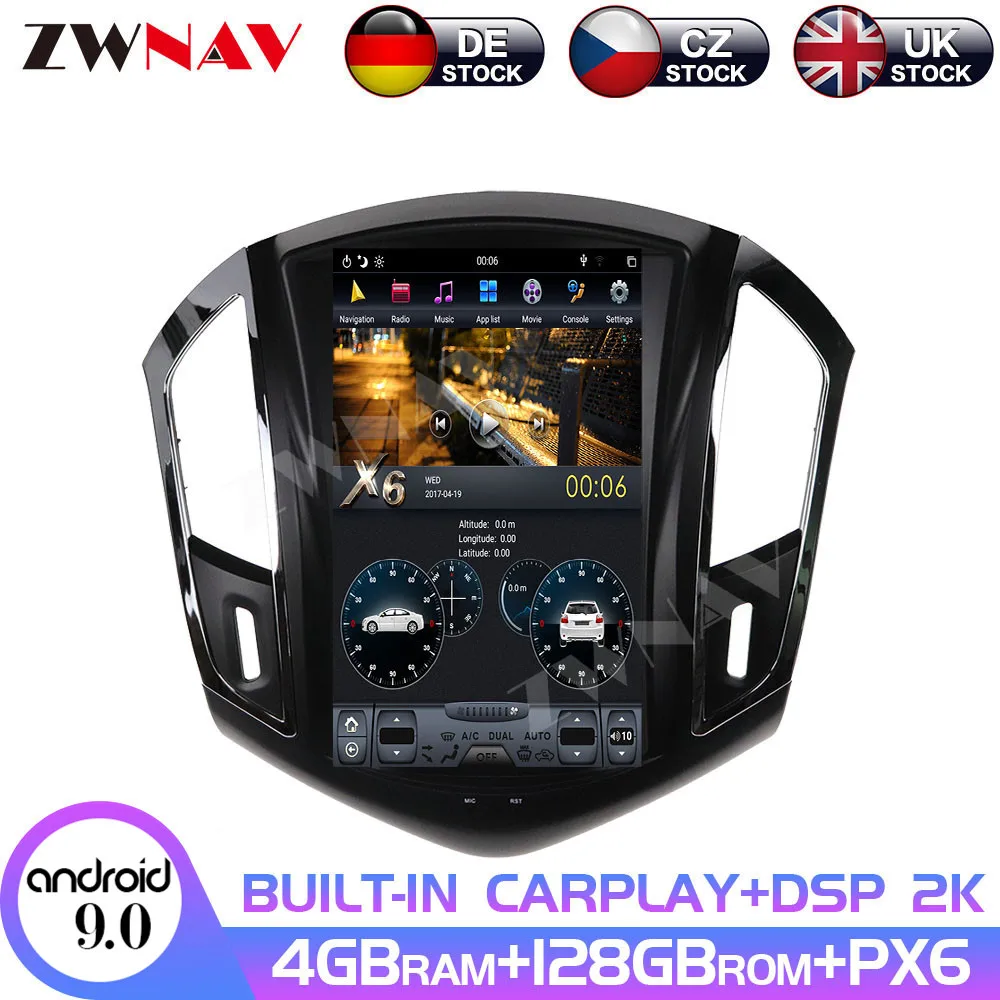 Android 9 128G IPS Screen PX6 DSP Car Tesla For Chevrolet Cruze 2012 2013 2014 2015 GPS Multimedia Player HeadUnit Radio Audio | Автомобили