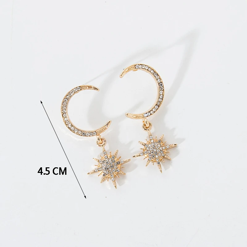 2 шт./компл. дамы серьги золотого цвета с украшением в виде кристаллов Луной и