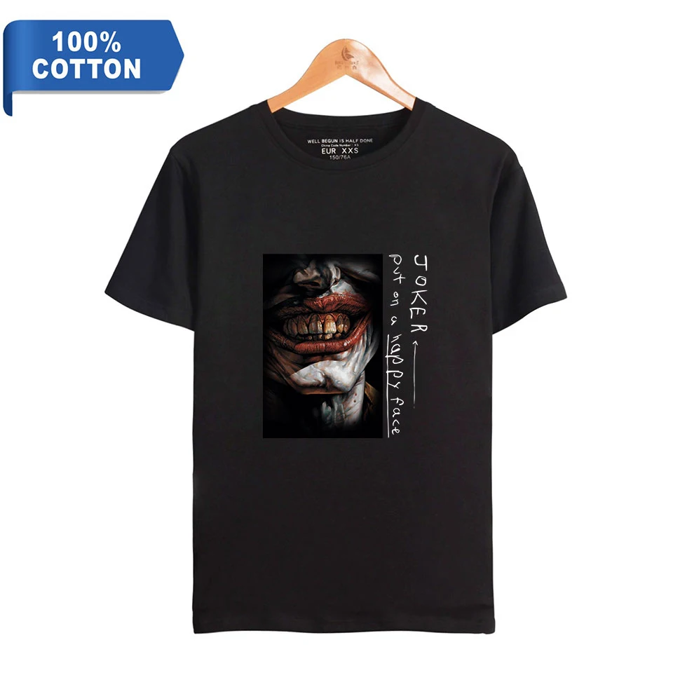 Футболка с 2D принтом из фильма Хоакин Феникс 2019 Готэм Сити Артур Fleck 100% хлопок