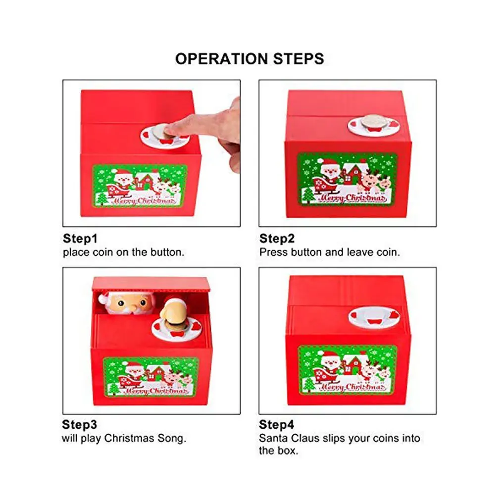 Рождественская копилка для монет милый Санта Клаус Пенни автоматическая захват