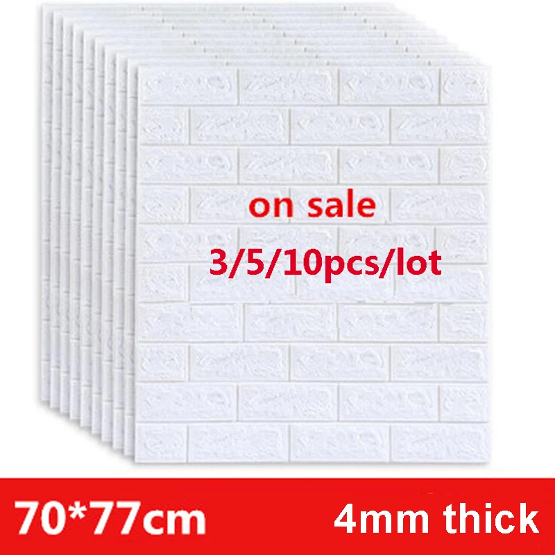 

3D Brick Wall Stickers 77*70cm DIY Self Foam Waterproof Decor Wall Covering Wallpaper For TV Background Kids Living Room