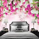 Пользовательские фото 3D Белый тюльпан красные розы цветы Бабочка ТВ фон настенная живопись Гостиная Спальня Декор обои фрески