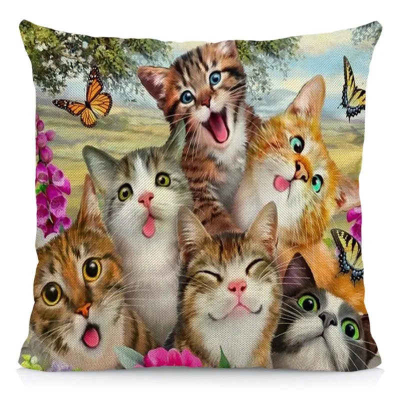 Cute Animal Cushion Cover Home Decoration Dog Cat Double-Sided Printing Throw Pillow Covers Decorative Pillows Case Decor | Дом и сад