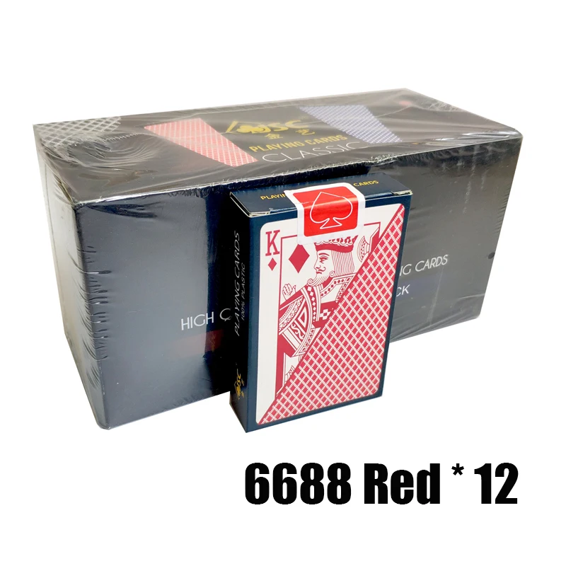 6688 Red 12 Deck 1 коробка/12 колода качество водонепроницаемый ПВХ пластиковые игральные карты набор тренд покер классические фокусы белый покер карты коробка-Упакованные - Цвет: 6688 Red 12 Deck