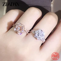 zdadan 925 sterling silver rose zircon rings for women wedding jewelry charm gift
