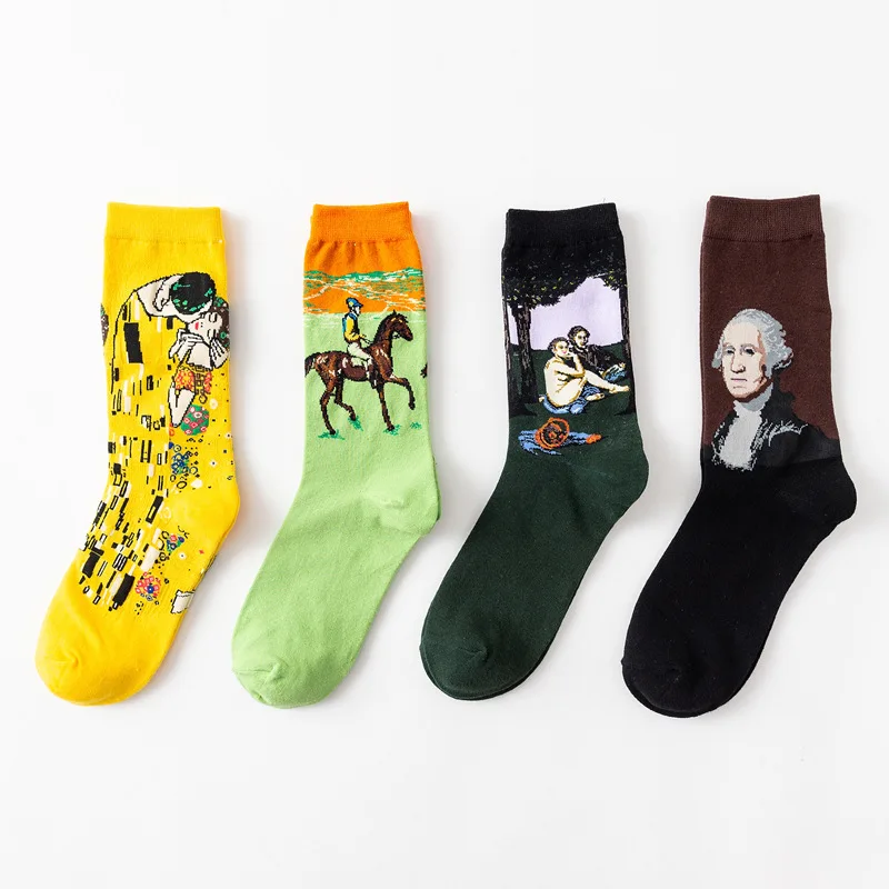 2021 young new fashion socks popular style men's personality retro European and American Star Cotton Socks Man | Мужская одежда