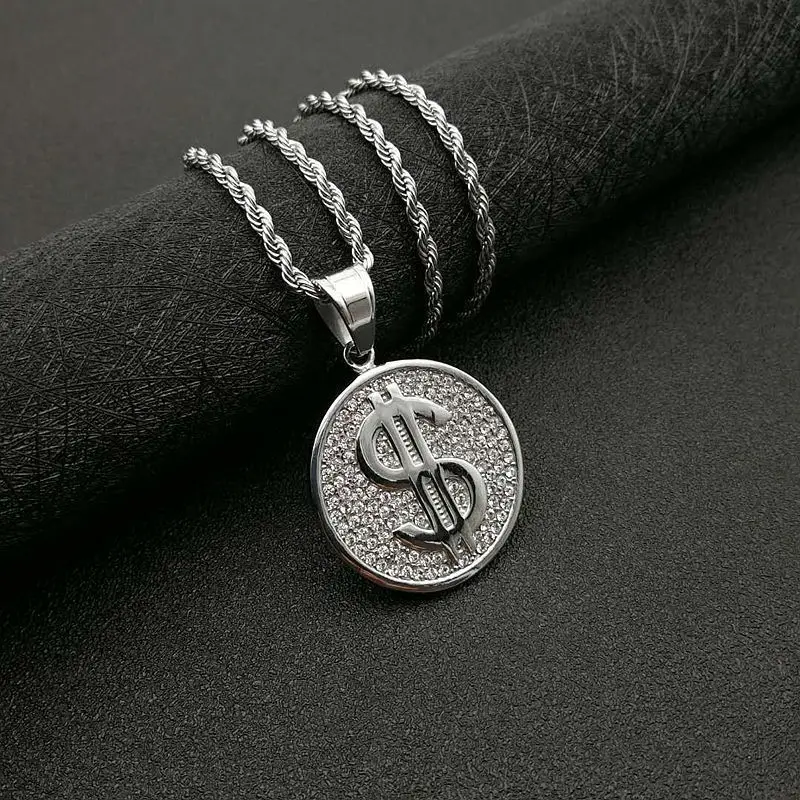 

POTCET Neutral Stainless Steel US Dollar Titanium Steel Pendant Necklace Geometric Fashion Hip Hop Party Jewelry