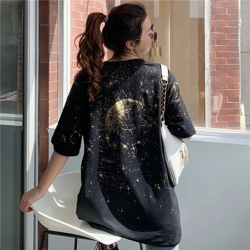 

Casual Loose All Match Basic Black Short Sleeve Colleg Wind Street Korean Style Hot Sale 2020 Summer Female Women Top T-shirts
