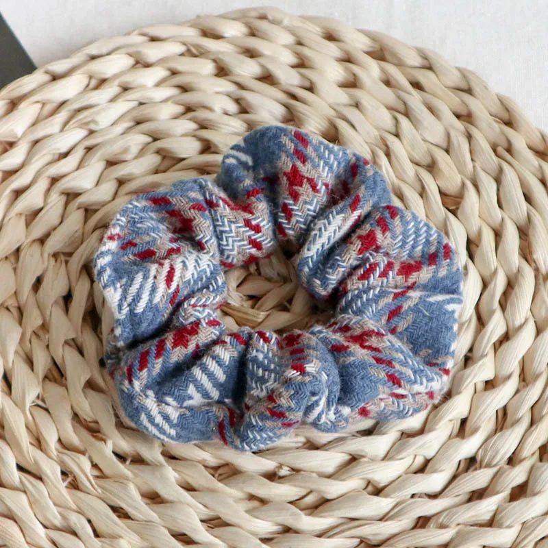 

Women's Hair Rope Retro Hair Ring Autumn And Winter Woolen Plaid Hair Rope Sweet And Versatile Hair Accessories gumka do wlosow
