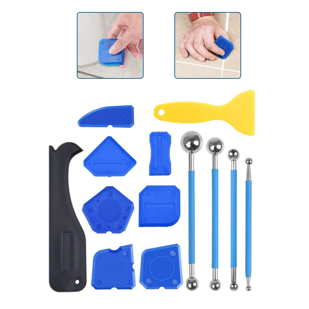 

Sealant Caulking Tool Kit Tiles Seam Finishing Silicone Smoothing Grout Beauty Scrapers Steel Balls Set Caulking Tool Kit