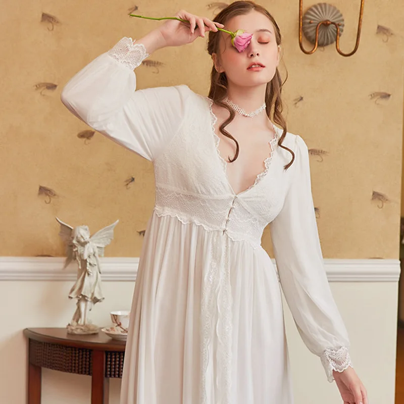 2019 размера плюс ночная рубашка с глубоким V образным вырезом сексуальное кружево