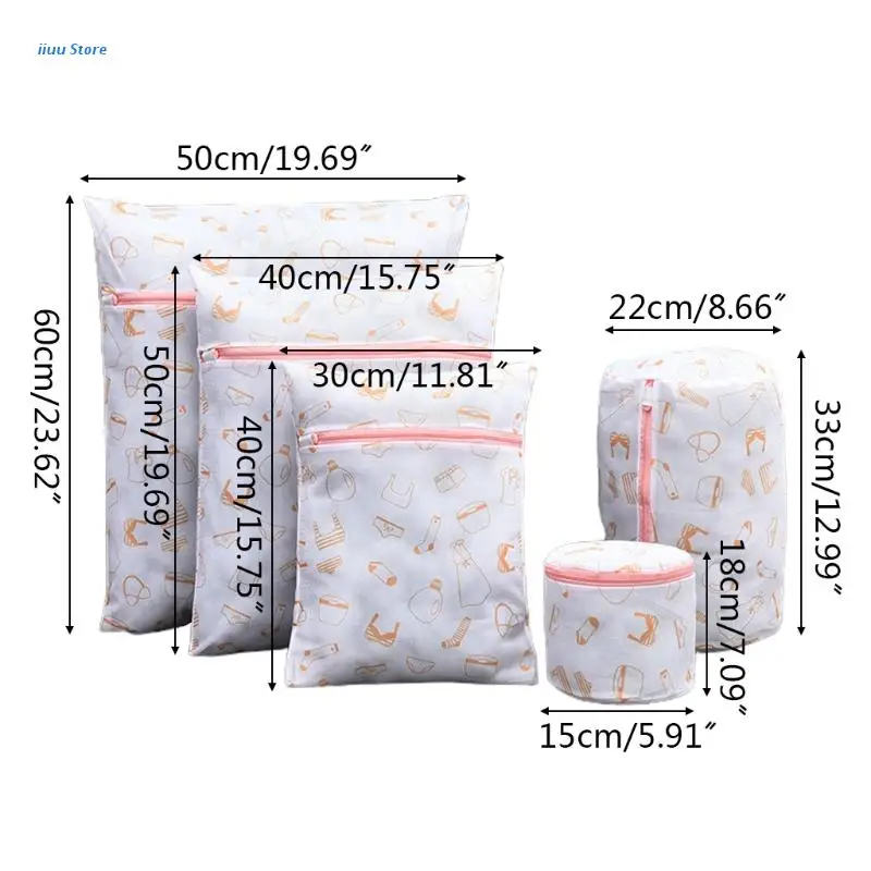 

L5YE 6pcs Laundry Bags Double Layers Thickened Washing Bag Travel Storage Organizer