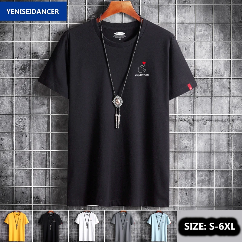 5 Цвета размера плюс для мужчин желтого цвета футболки 100% хлопок с принтом в виде