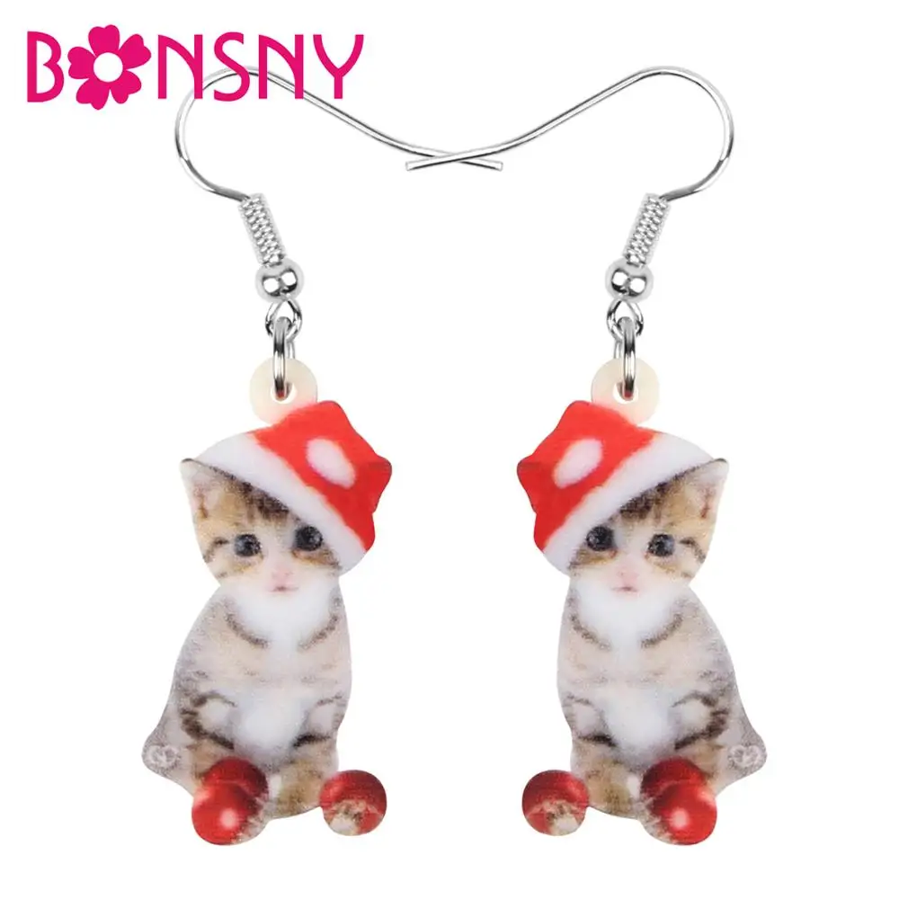 Bonsny Акриловая Рождественская шляпа кошка животные украшения для женщин и