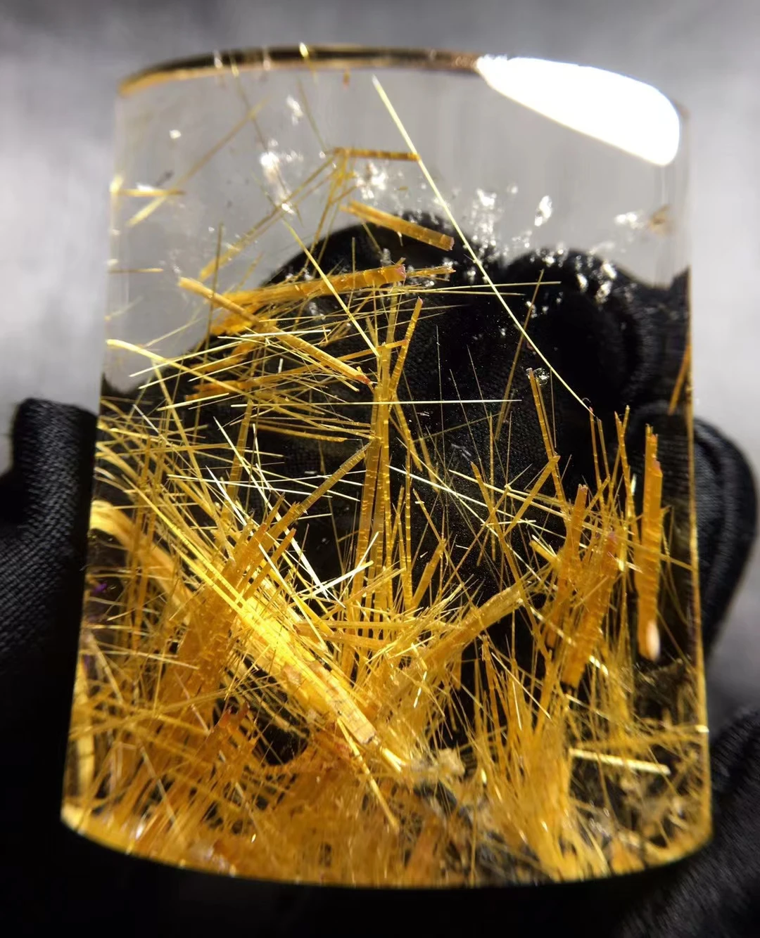 

Natural Gold Rutilated Quartz Pendant Rectangle Necklace 55.8*40.6*11mm Brazil Rutilted Women Men Jewelry AAAAAAAA
