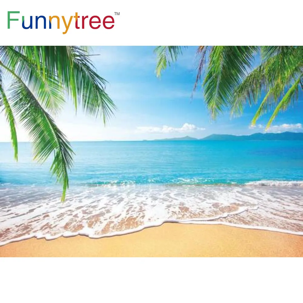 

Funnytree Tropical Summer Backdrop Beach Palm Leaves Wedding Birthday Party Decoration Banner Photography Background Props