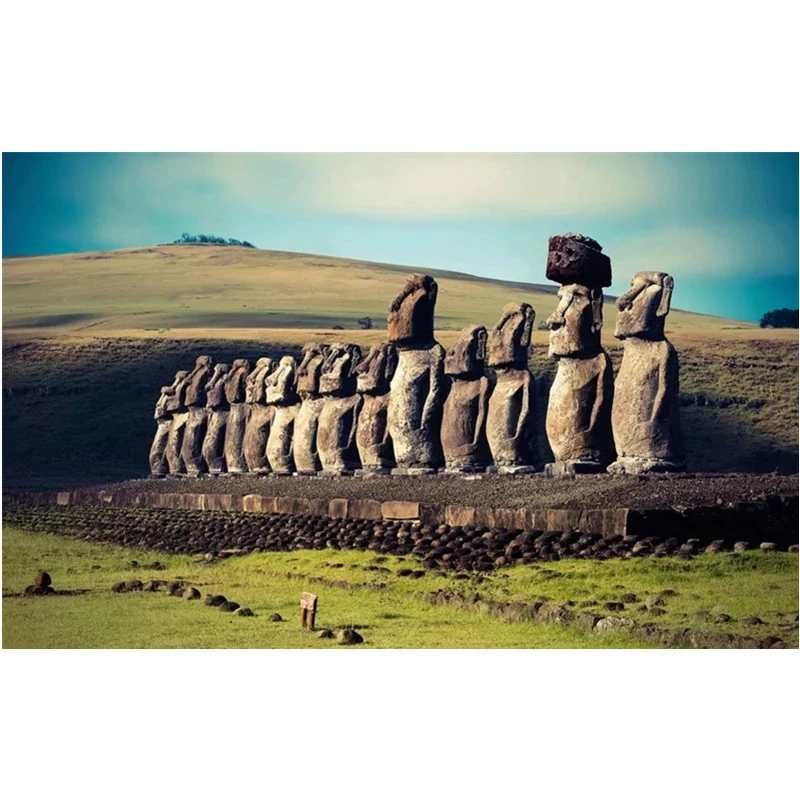 

Алмазная живопись с изображением пасхального острова, пейзажа, статуи моай, полноразмерная 5d Вышивка крестиком, мозаика, вышивка BY1203