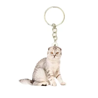 english blue cat acrylic keychain white cats steel keyring pendants gift friend key chain accessories keyring men car key toy