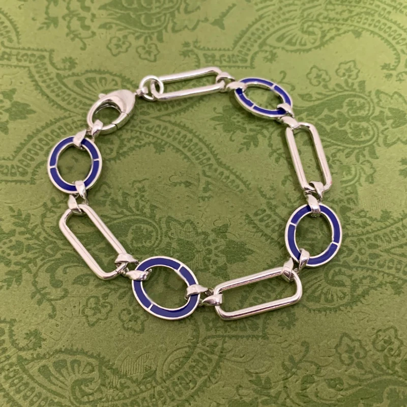 

Модные легкие Роскошные брендовые ювелирные изделия 1:1 синие классические простые мужские и женские Парные браслеты рождественские подарк...