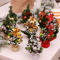 2pc 20cm mini table top christmas tree aritificial desk xmas tree party ornament decor tree for home office christmas decoration