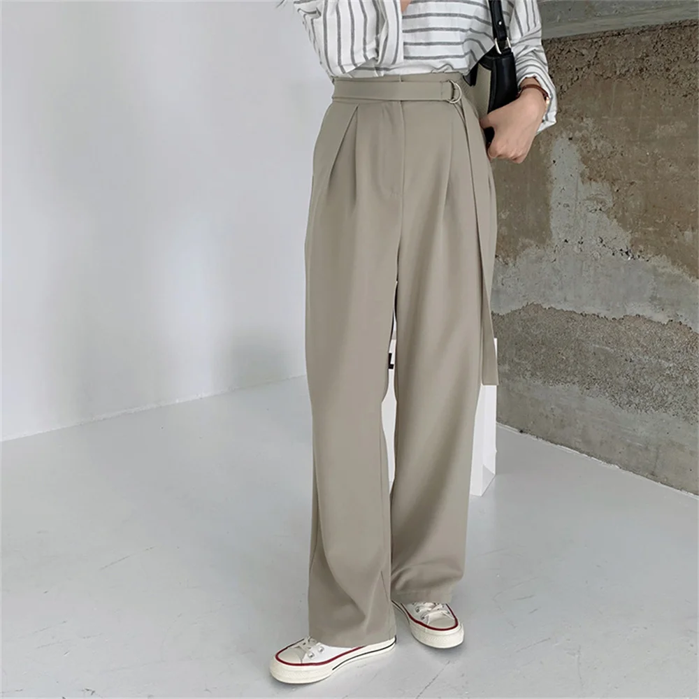 

동대문 Women Casual Pants Comfortable All Match Autumn Minimalist 2021 Straight Warm Chic Slim Hot OL Loose Elegant Trousers