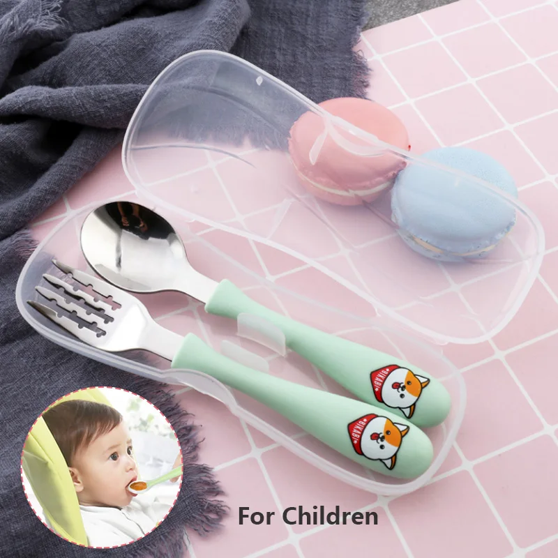 2 шт. милые детские столовые приборы из нержавеющей стали с рисунком детская