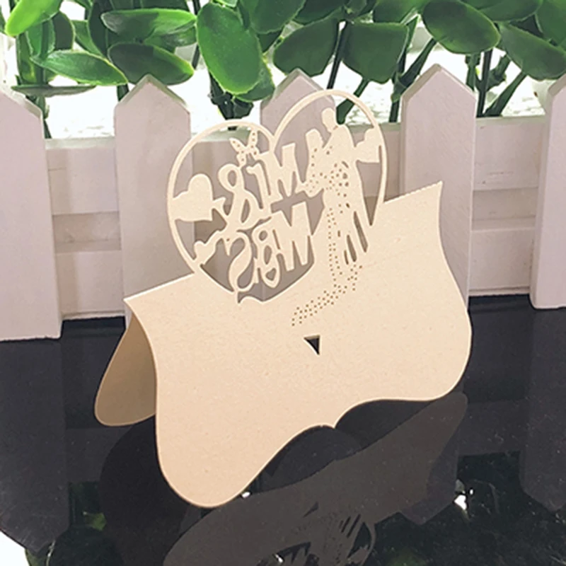 50 шт. MR & MRS Love Heart перламутровая карточка для расстановки стола своими руками имя