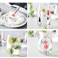 2021 new creative christmas single layer glass water cup transparent household cartoon beer juice drink cup