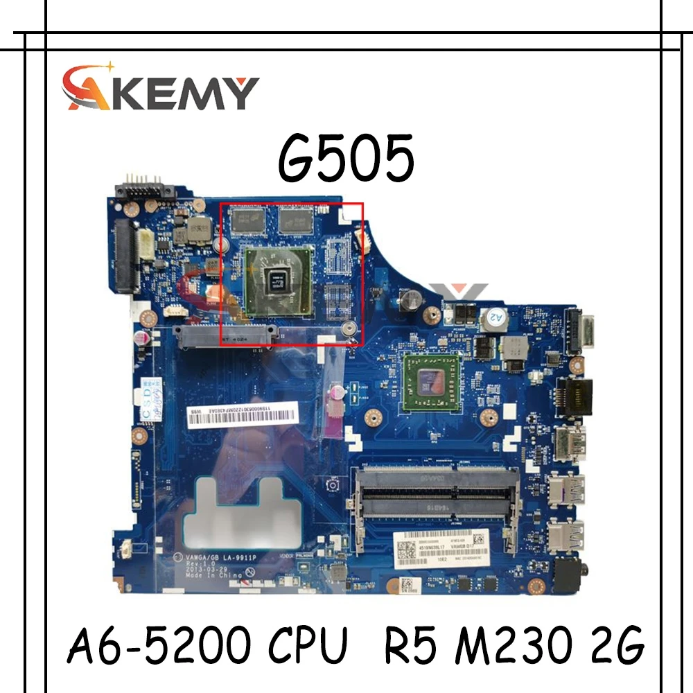 

VAWGA/GB LA-9911P материнская плата для Lenovo G505 системная плата A6-5200 CPU HD8570M/R5 M230 2G Оригинал протестирован 100% работает