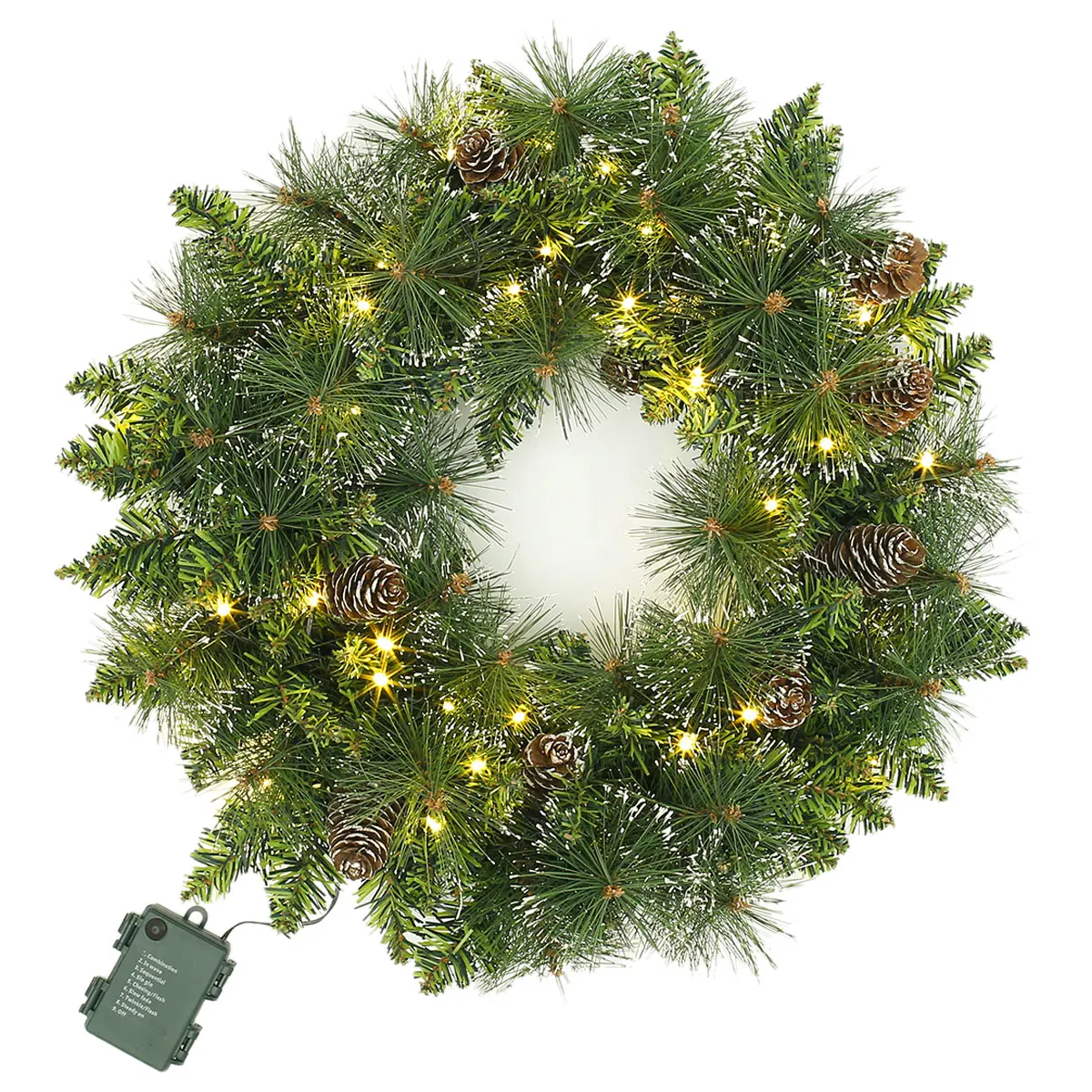 

24 Inch Christmas Wreath Artificial Plant Garland Xmas Supplies for Fireplaces Walls Front Door Shop Window New Years Decor