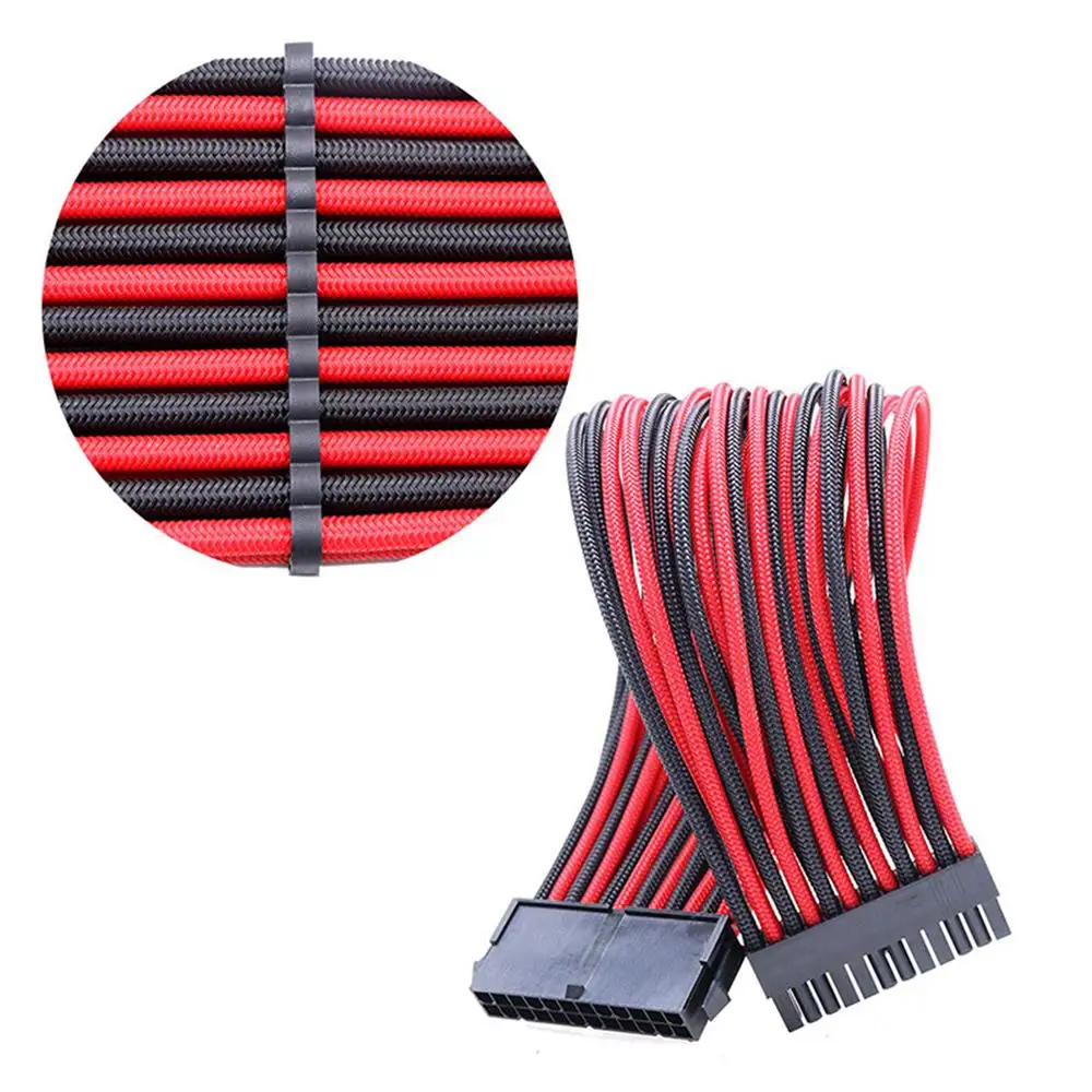 

Braided Extension Cable 24pin Adapter Cable 250W-1300W Extender Cord for ATX Mainboard Servers Test Machine Industrial