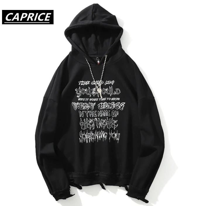 Мужские толстовки с капюшоном рваные пуловеры длинным рукавом и надписью