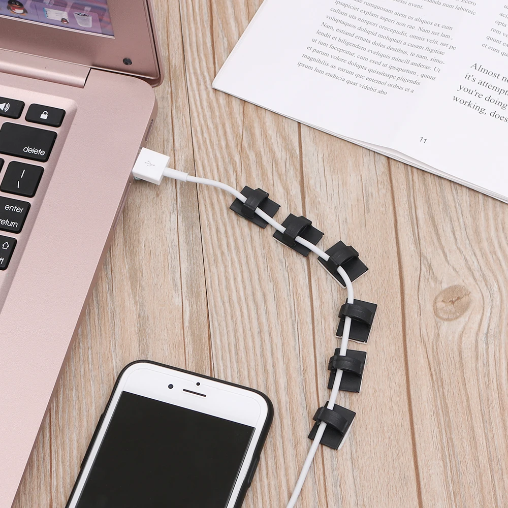 Практичные пластиковые зажимы для кабеля 20 шт. самоклеящиеся черные держатель