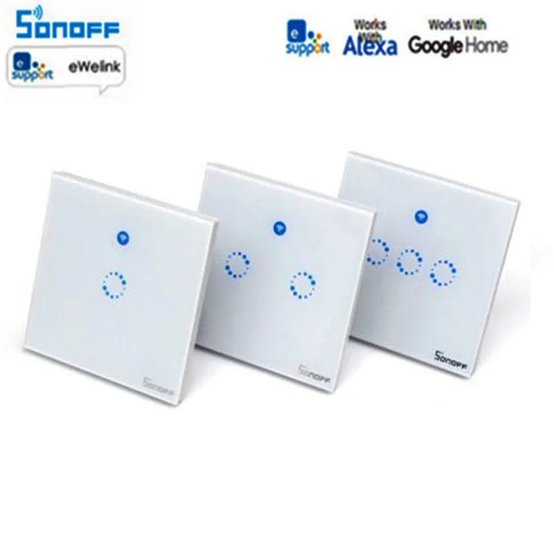 Sonoff T2 Smart Switch 1-3Gang EU US WiFi& RF 86 Тип умный настенный сенсорный светильник Модуль Автоматизации умного дома пульт дистанционного управления