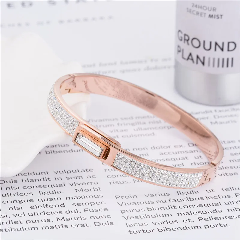 

Wholesale argil bracelet temperament titanium steel cuff bangle fashion jewelry rose gold bracelets concise wristlet jewel women