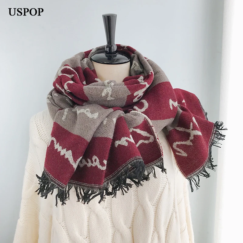 USPOP 2020 новые женские шарфы зимний шарф с кисточками мягкий теплый длинный