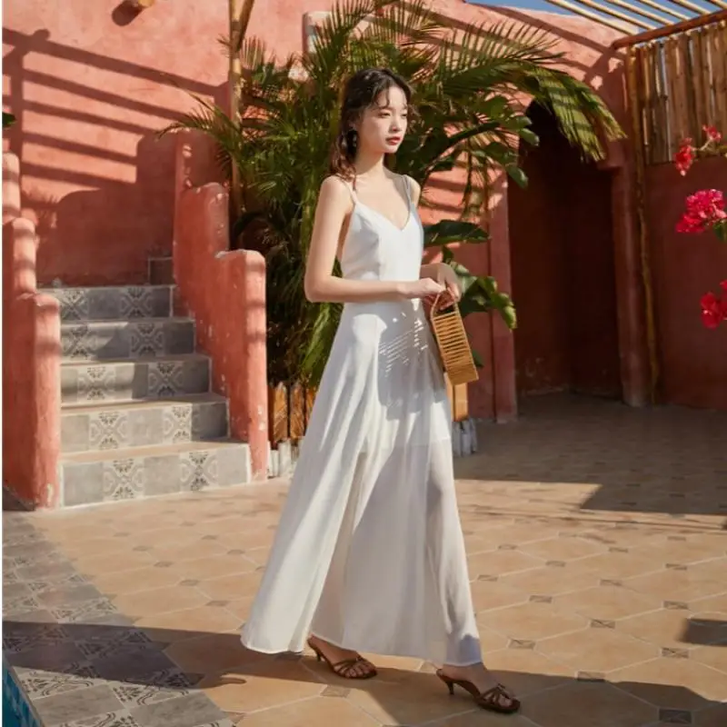 Платье женское длинное с открытыми плечами пикантная белая пляжная туника в