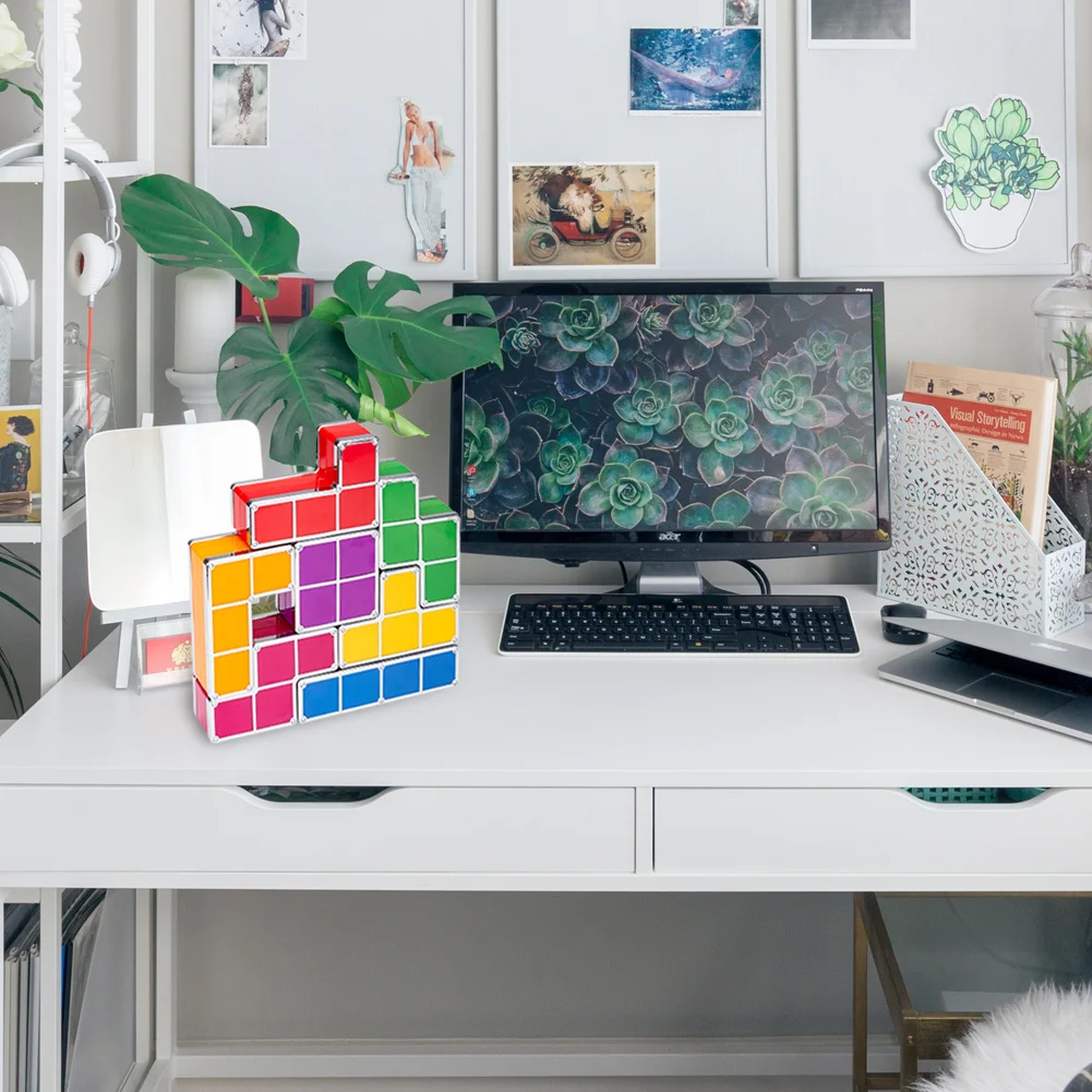 

7PCS Tetris Lamp Stackable LED Night Light Tetris Puzzle Light Magic Light Up Blocks Induction Interlocking LED Novelty DIY Toy