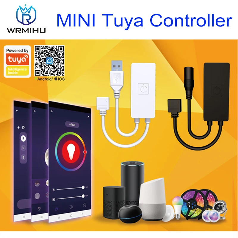 

DC5-24V Smart Tuya WiFi Mini RGB LED Controller Alexa Google Voice iOS Android APP Control DC USB Interface For SM5050 Strips