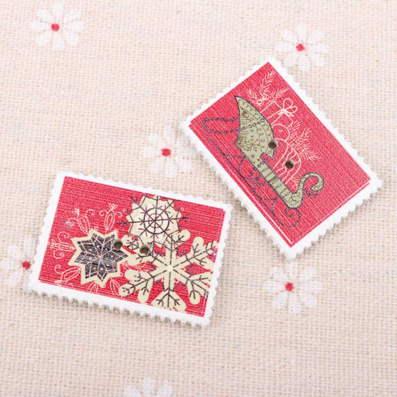 10 шт. рождественские деревянные пуговицы для шитья почтовый штамп Picot edgeшаблон