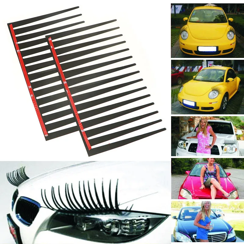 Наклейки на фару автомобиля 2 шт. черные наклейки ресницы автомобильные