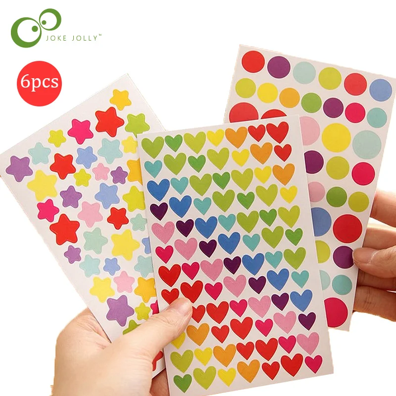 Милые красочные наклейки 6 шт./лот сделай сам сердце звезда блокнот альбомы