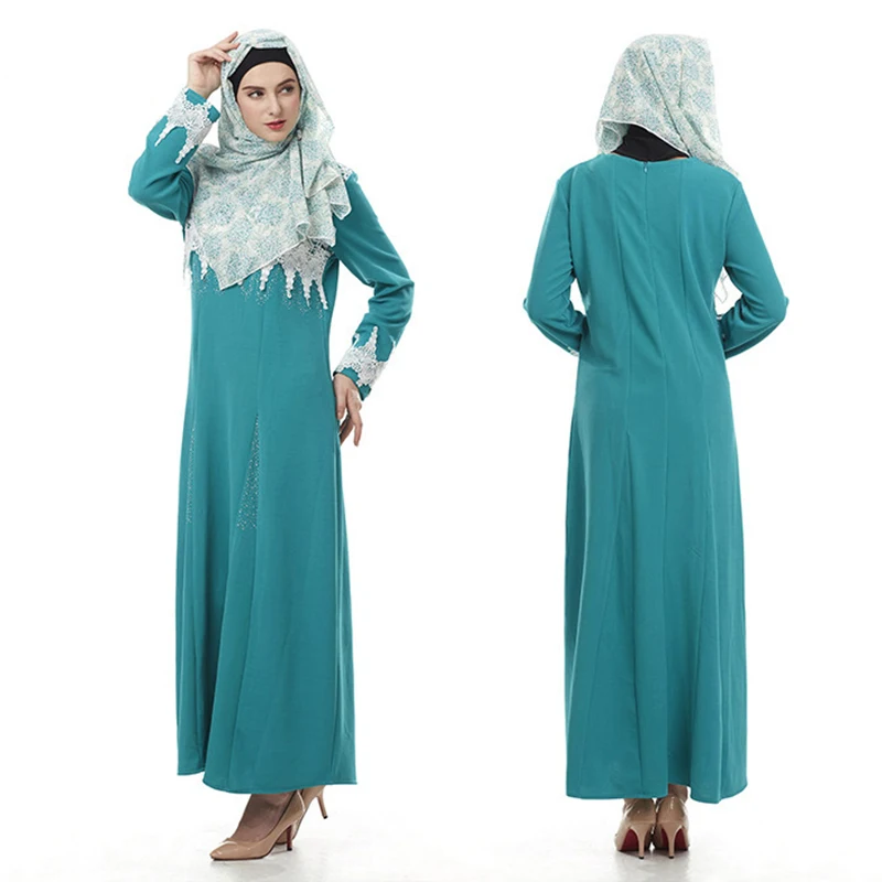 Женское платье с цветочной вышивкой элегантное мусульманское крючком одежда для