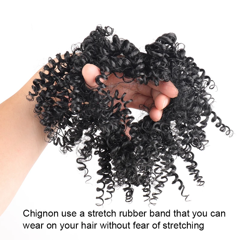 

DIANQI Black Afro Curly Synthetic Hair Bun Chignon Hairpiece For Women rubber band Kinky Curly Bun