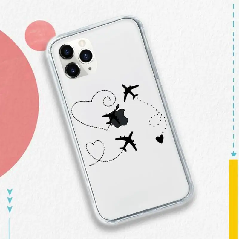 

World map travl airplane pattern Phone Case Transparent soft For iphone 5 5s 5c se 6 6s 7 8 11 12 plus mini x xs xr pro max