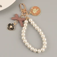 fashion flower bow keychain women pearl bowknot pendants key chain bag accessories keyring pendants beautiful bag accessories