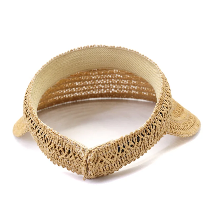 

summer hats sun visor solid khaki camel adjustable sun protection straw hats summer women hats outdoor beach casual women hats