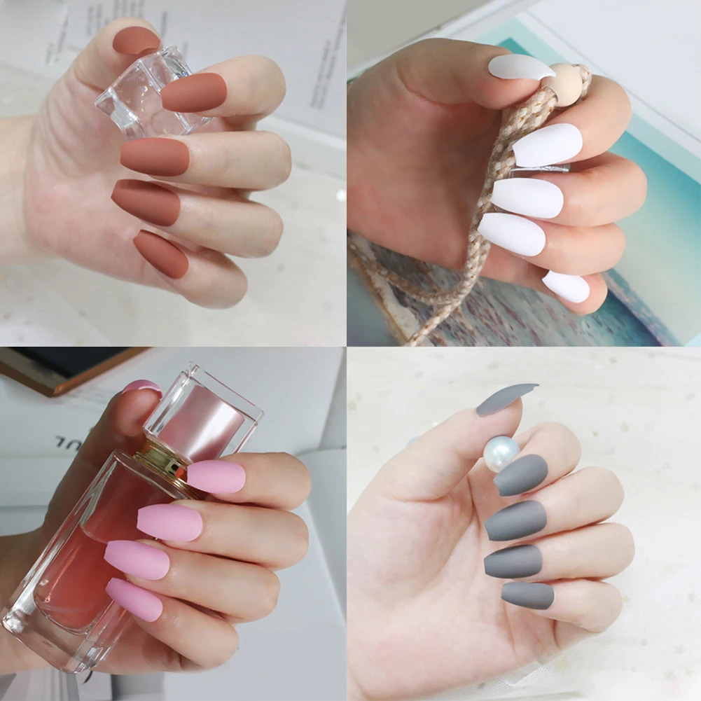 24 шт. мягкий розовый фиолетовый матовый светильник для накладных ногтей