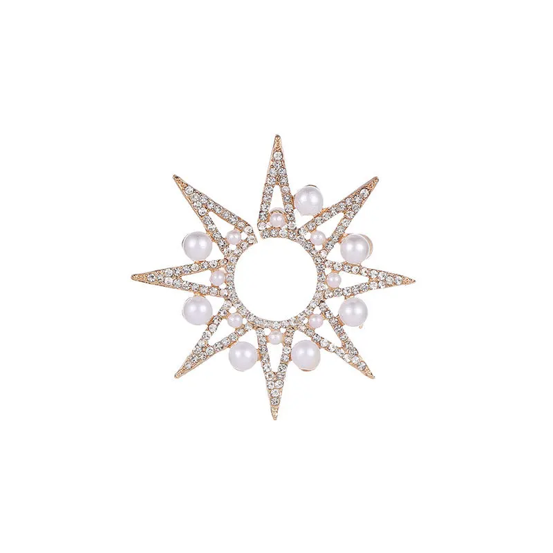 

Geometric exaggerated design sense Sun Moon Star Pearl Zircon Earrings Temperament Aesthetic Retro Ethnic Style One-piece Earrin