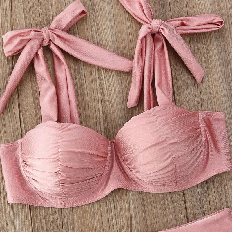 Женский купальник с эффектом пуш-ап комплект бикини высокой талией